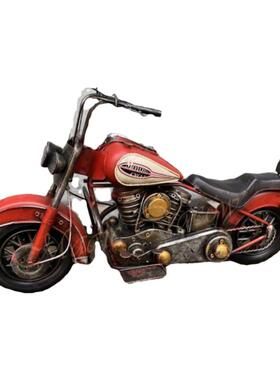 金属红色摩托车家居装饰摆件