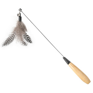 CFA赛级 木柄弹簧逗猫棒羽毛铃铛替换头可拆卸互动宠物猫咪玩具