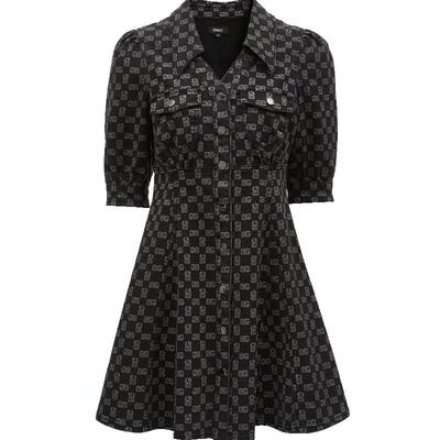 ONLY满印短款收腰牛仔连衣裙