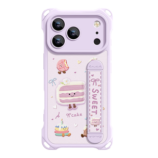 适用苹果17pro手机壳新款iPhone16保护套17四角防摔14女15可挂手绳手链小蛋糕腕带14promax硅胶15pro小羊皮