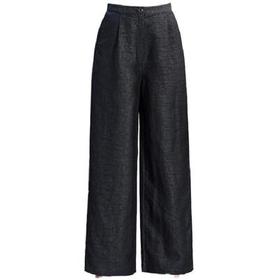 女士香云纱裤子2025春新款高腰显瘦妈妈100%桑蚕丝真丝阔腿休闲裤