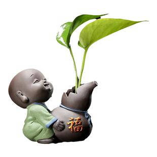 紫砂茶宠摆件精品可养倒流香花瓶插花容器纯手工花插水培植物花器