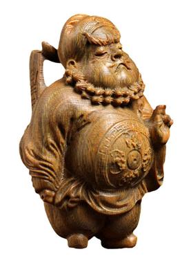 天然绿檀手工雕刻钟馗摆件