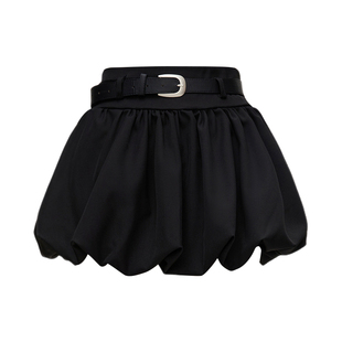 VIVICATHY花苞裙黑色半身裙女装2026春新款显瘦设计感蓬蓬短裙