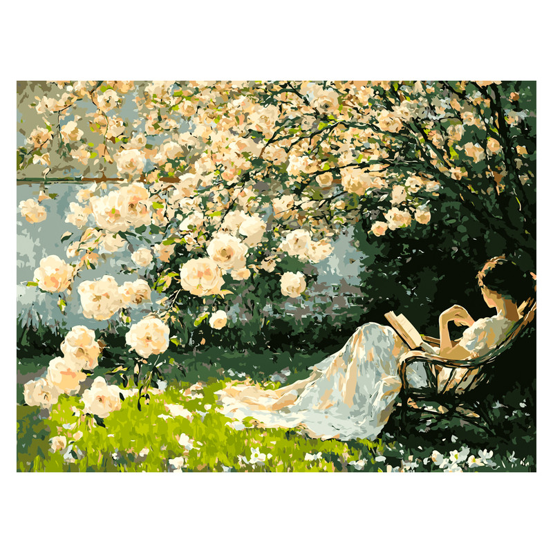 diy数字油画花卉风景手工填色画蔷薇花治愈系油画客厅卧室装饰画