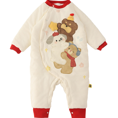 宝宝加厚棉袄爬爬服夹棉连体衣