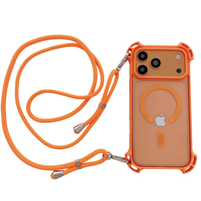 带挂绳透明磁吸适用苹果17promax手机壳可斜挎iPhone16pro四角开孔15pm气囊防摔14por高级i13肩带侧挂air外壳