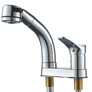 双孔抽拉式冷热面盆水龙头洗手盆卫生间洗脸盆台盆洗手池升降伸缩