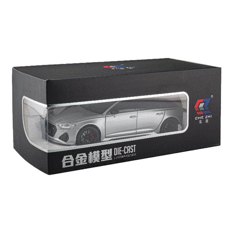 车致1:24奥diRS6避震转向六开门合金车声光回力汽车模型三档开关
