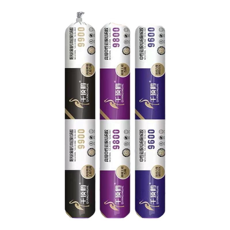 千顶鹤中性硅酮工程胶结构胶门窗阳光房快干玻璃胶黑色密封专用胶
