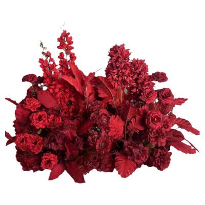 仿真花红色花排中式婚礼地排花