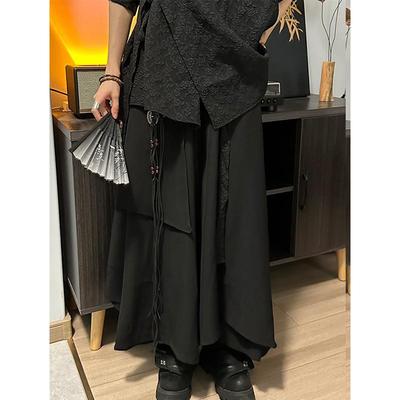 地心引力新中式复古阔腿裙裤