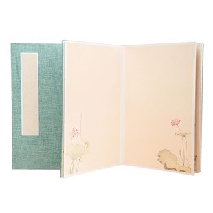 景阳阁荷颜悦色双层加厚册页宣纸本空白折页书法专用花草复古半生熟作品级画册奏折式折子古风创作专用风琴本