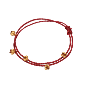 一生金桂 小克重黄金足金999小花手链细手绳手链红绳中秋礼物女士