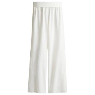 HM女士休闲裤春季翻折腰亚麻混纺长裤1262017