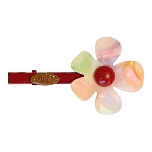 韩国东大门新款小众设计感炫彩色花朵发夹少女感刘海碎发夹头饰