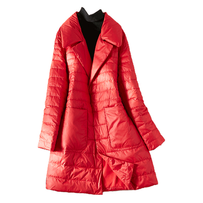 轻薄中长款白鸭绒羽绒服