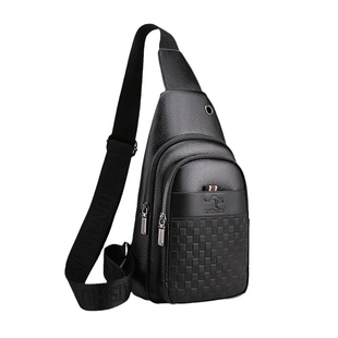 时尚胸包男软皮质感休闲单肩包斜挎包男士小背包潮牌斜挂包男包