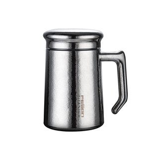 【官方正品】飞剑纯钛保温杯办公杯带手柄高档双层钛泡茶水杯定制
