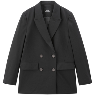 太平鸟双排扣戗驳领西装西裤套装廓系直筒显瘦经典干练精英外套