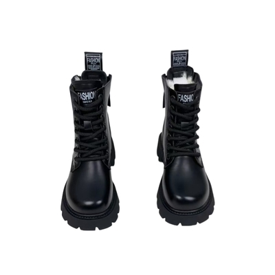 真皮厚底羊毛保暖马丁靴女