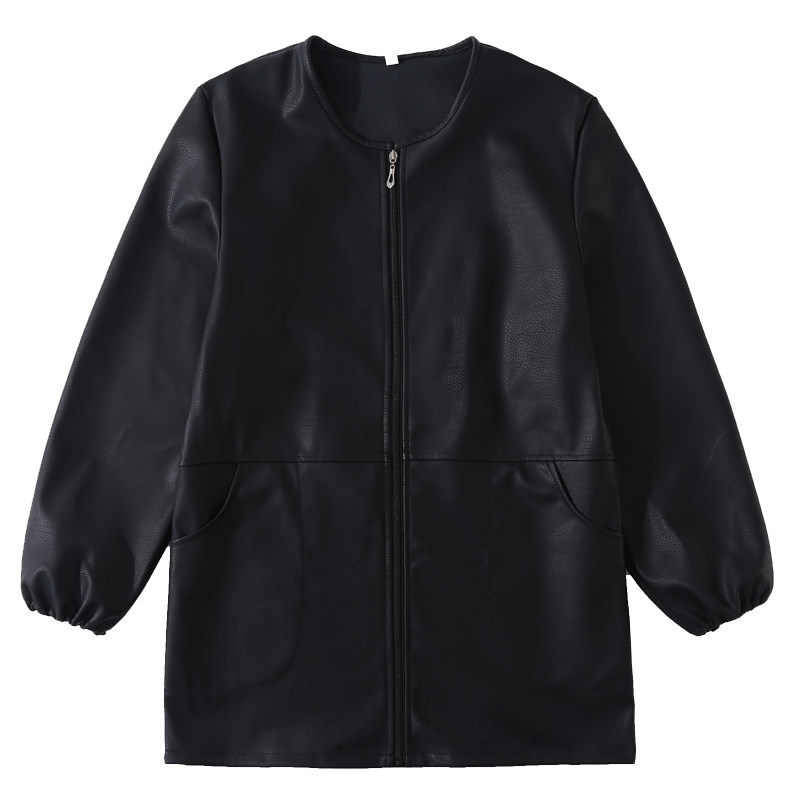 羽绒服罩衣大人冬pu皮革防水大工装制服
