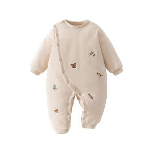 贝肽斯婴儿夹棉连体衣冬季加厚保暖新生儿衣服宝宝外出服冬装棉服