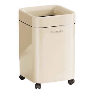 客厅白色垃圾桶家用2025新款高颜值无盖带轮大号容量轻奢高档滑轮