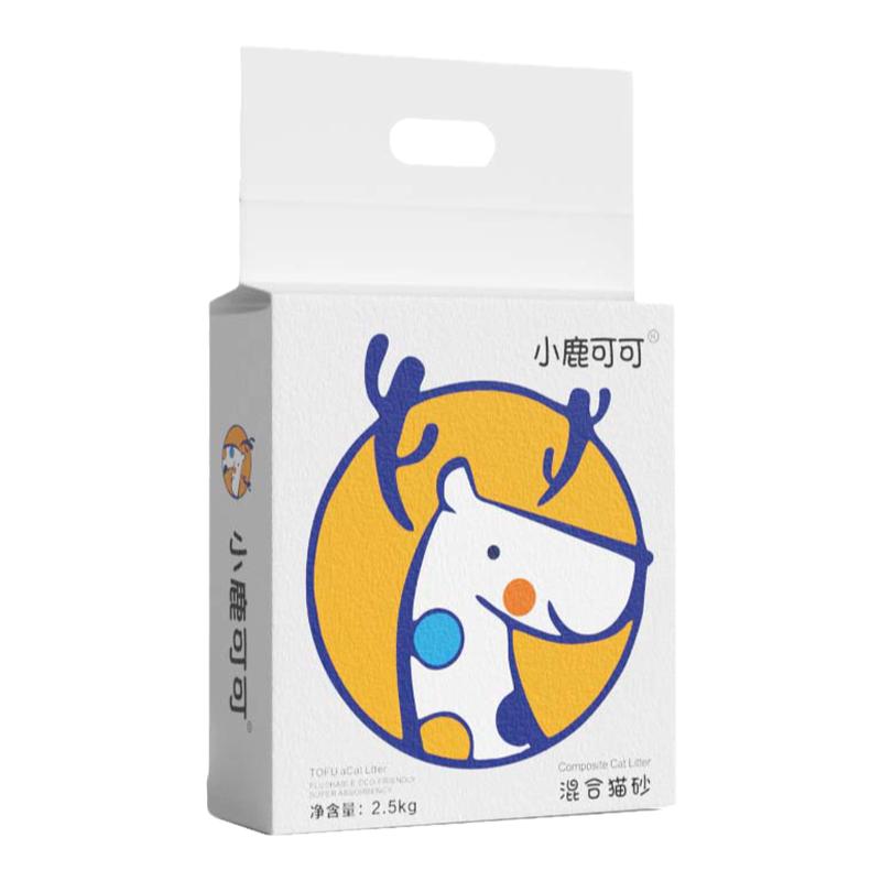 小鹿可可本源除臭混合豆腐猫砂膨润土强吸水不粘底2.5kg/袋包邮