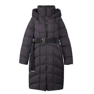 鸭鸭品牌2024年冬季长款腰带羽绒服女收腰高端韩版加厚保暖外套