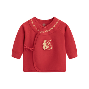 【胎柔棉】麦拉贝拉新生婴儿半背衣纯棉a类家居上衣宝宝满月衣服