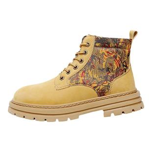 OSITA CAT马丁靴男款冬季高帮真皮加绒棉鞋情侣中帮踢不烂大黄靴