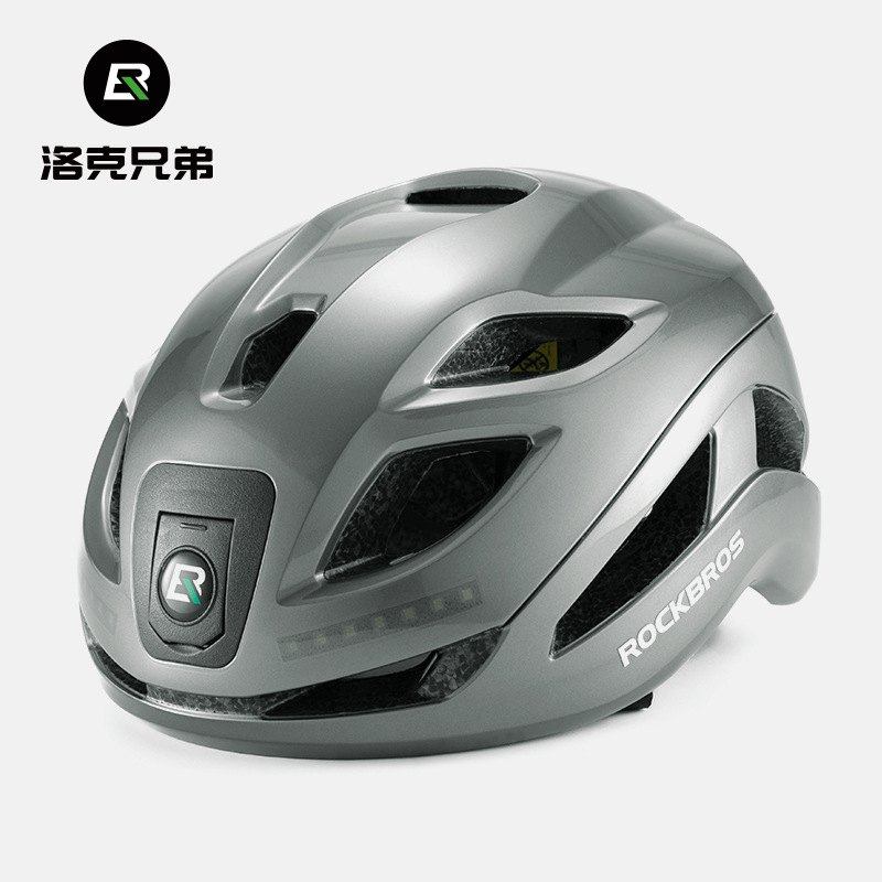 洛克兄弟骑行头盔带自行车公路发光尾灯充电装备灯车山地前灯男女