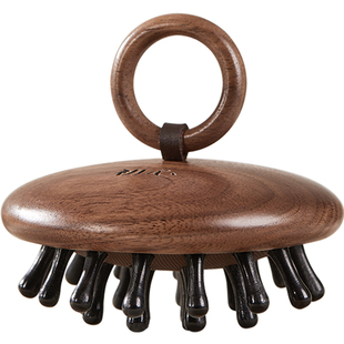 初心黑牛角气垫梳子气囊按摩梳女士专用长发梳子头皮按摩梳胡桃木