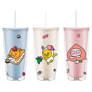 乐扣乐扣kakao联名屁桃Apeach狮子可爱大容量塑料吸管杯冷水杯子