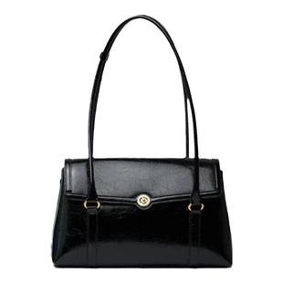 摩西奶奶 油蜡牛皮单肩托特包通勤韩系邮差包翻盖包2025年新款包