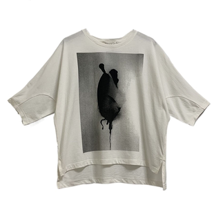 圣迪家女式唯美素白抽象晕染图案休闲全棉T恤0150