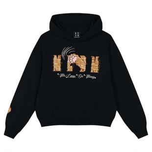 MEDM 猫爪LOGO贴毛料钉珠刺绣连帽卫衣男女美式百搭休闲加绒帽衫