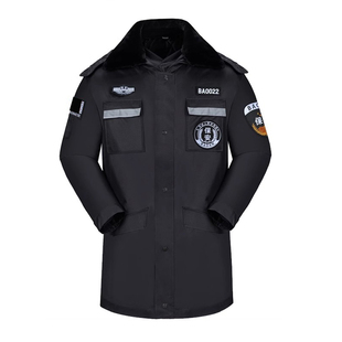 保安工作服秋冬装男保安大衣冬季加厚多功能棉袄冬装中长防寒棉衣