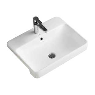 箭牌半嵌入式台盆陶瓷洗手盆台上盆家用酒店方形面盆洗脸盆台中盆