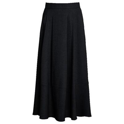 罗衣高级优雅黑色百褶半身裙