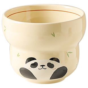 川岛屋熊猫手握咖啡杯陶瓷水杯家用女士高颜值马克杯可爱拿铁杯子