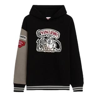 珍妮宇航局复古重磅小熊主题毛巾绣皮袖棒球服女夹棉宽松街头外套