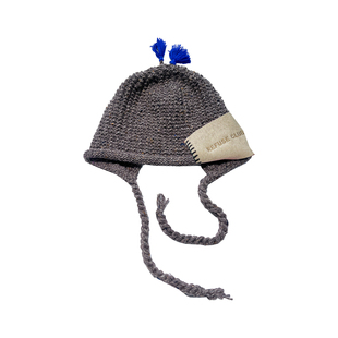 REFUSE CLUB 纯羊毛系结大布标护耳针织帽