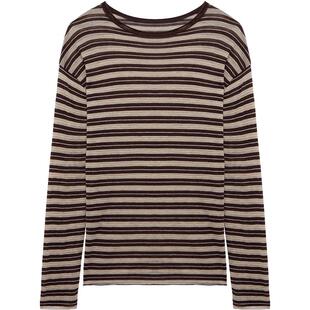 MESUX米岫新品水溶羊毛圆领套头条纹针织衫毛衣上衣MNSUE413