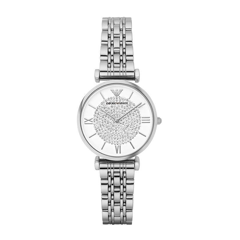 【自营】阿玛尼满天星手表女白月光石英轻奢时尚女表AR1925正品