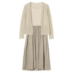 Outlets品牌折扣 KA春季新款 高弹力长袖开衫+无袖裙两件套装女