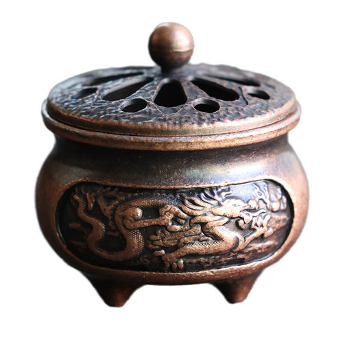 精致合金迷你小香炉｜复古禅意莲花薰香炉室内香座茶道香道小摆件_虎窝淘