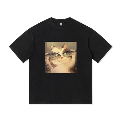 搞怪哈基咪复古印花趣味创意美式纯棉短袖T恤衫宽松休闲男装潮牌