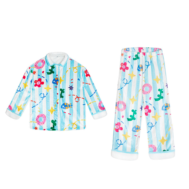 Hsleep 原创甜甜圈法兰绒加厚保暖冬季家居服套装情侣可外穿睡衣
